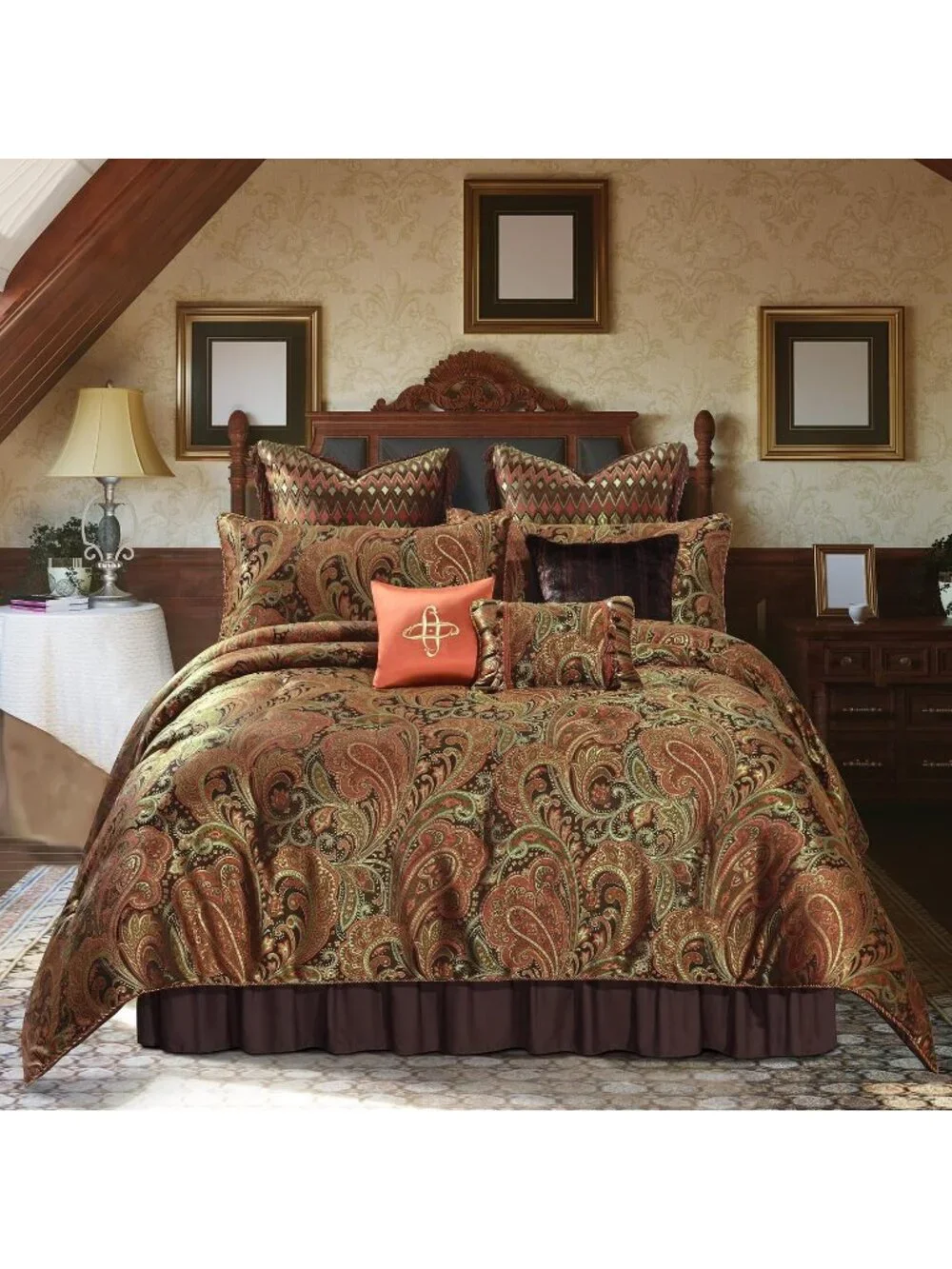 9-Piece Jacquard Comforter Set Luxury King Size Comforter Sets with Euro Sham